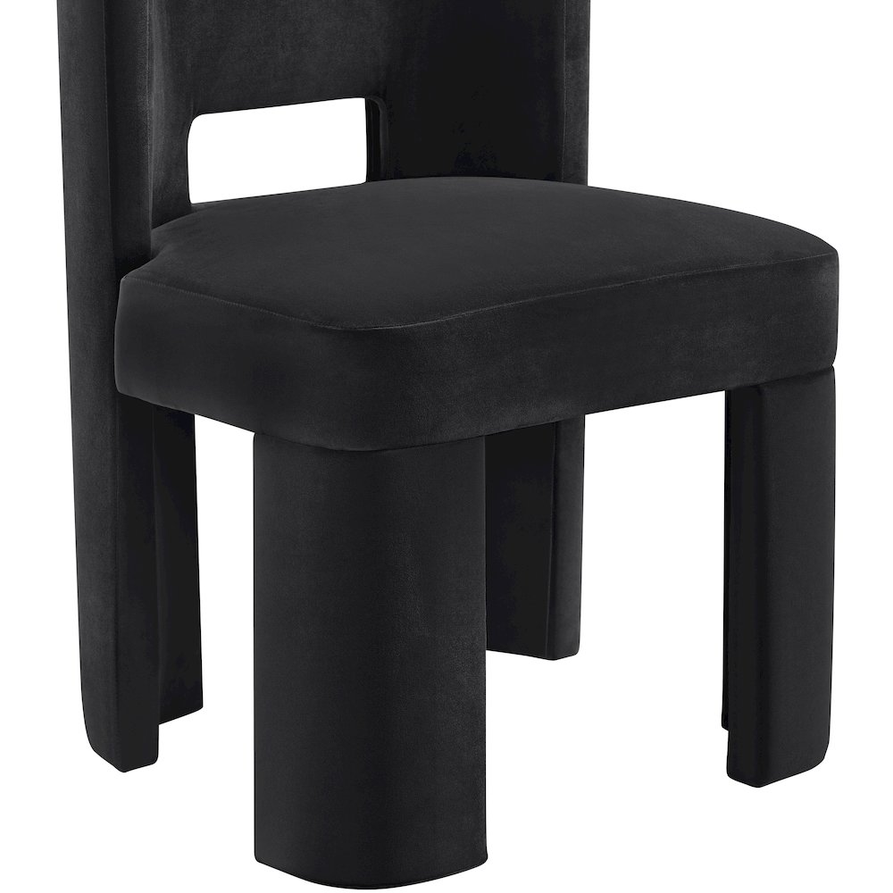 Zuno Black Velvet Performance Fabric Upholstered Dining Chair. Picture 8