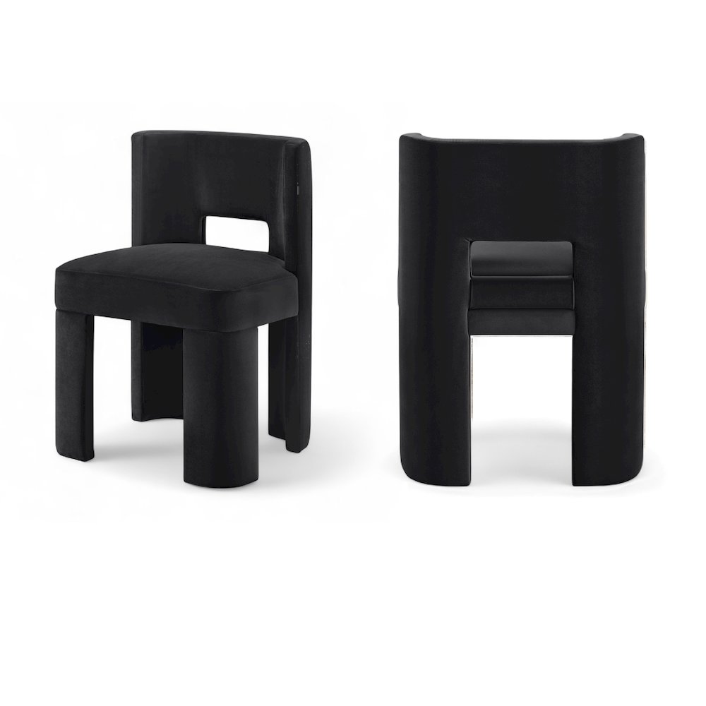 Zuno Black Velvet Performance Fabric Upholstered Dining Chair. Picture 1