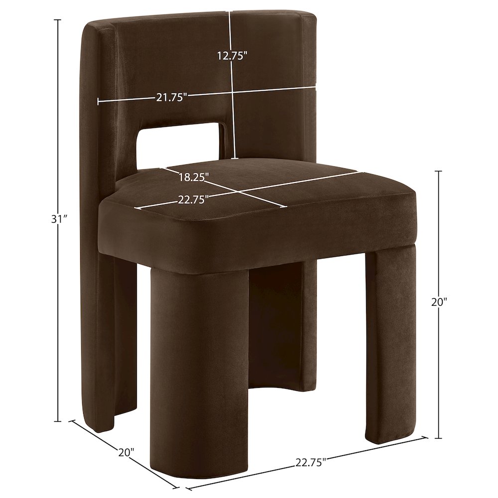 Zuno Brown Velvet Performance Fabric Upholstered Dining Chair. Picture 11