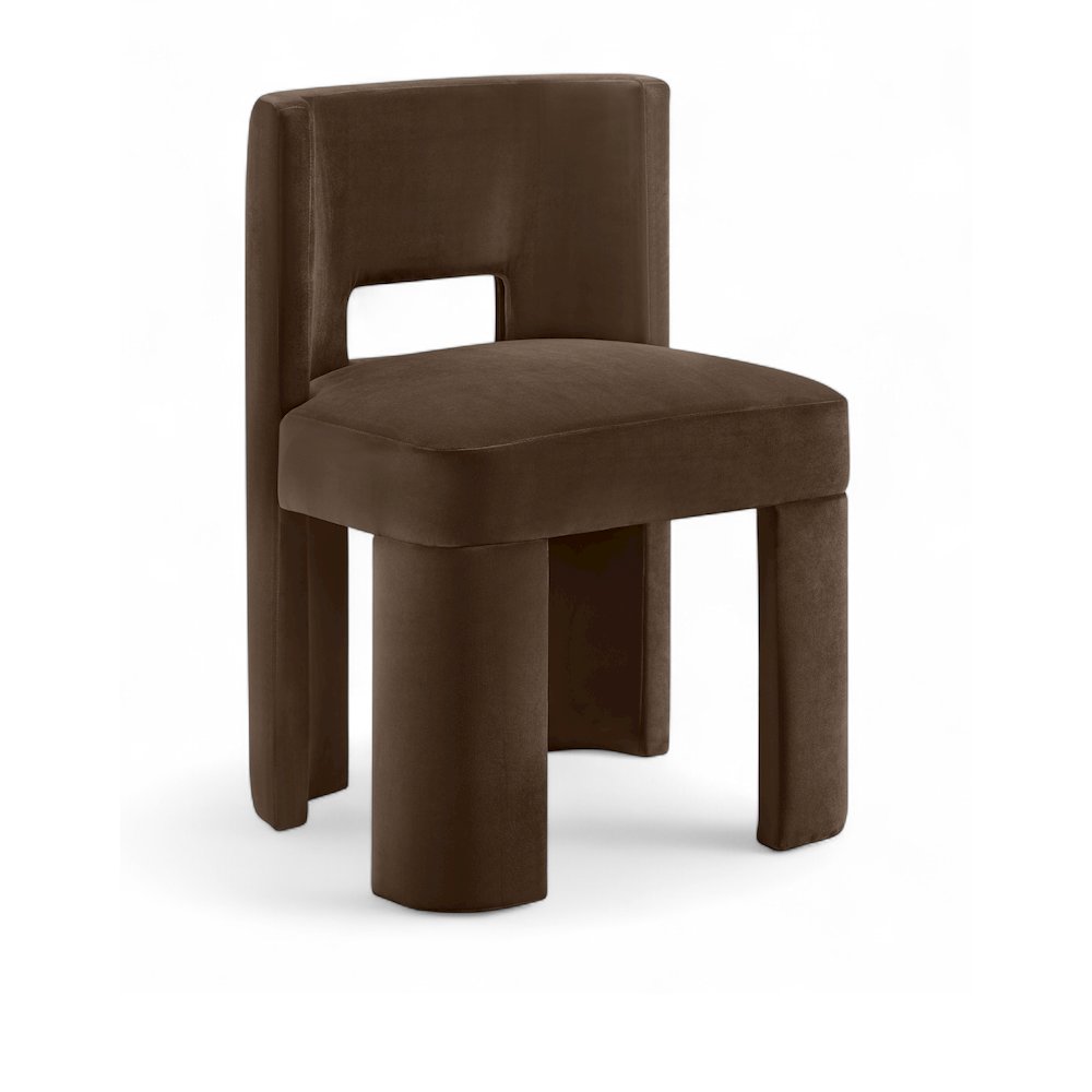 Zuno Brown Velvet Performance Fabric Upholstered Dining Chair. Picture 3