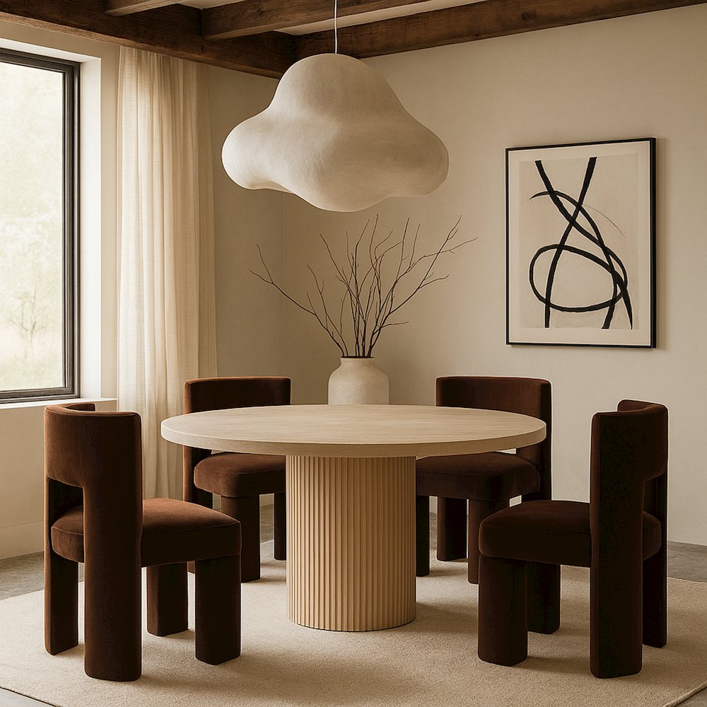 Zuno Brown Velvet Performance Fabric Upholstered Dining Chair. Picture 2