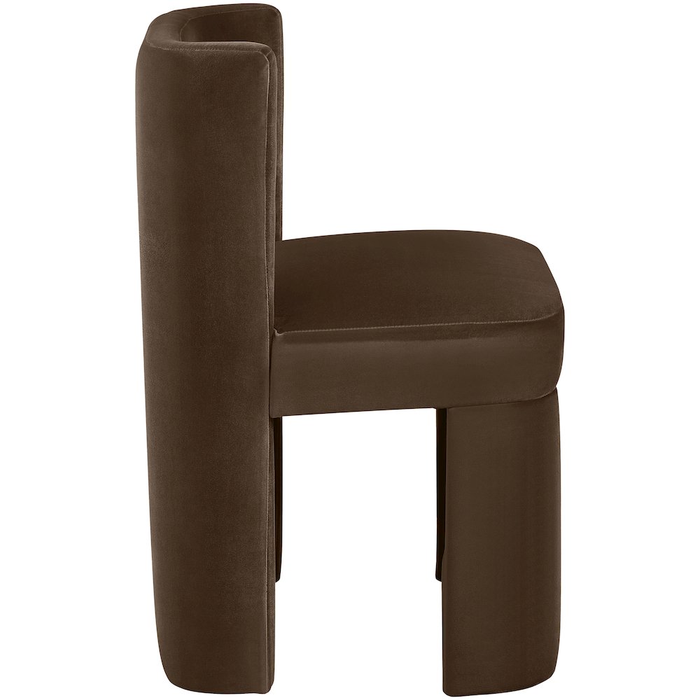 Zuno Brown Velvet Performance Fabric Upholstered Dining Chair. Picture 6