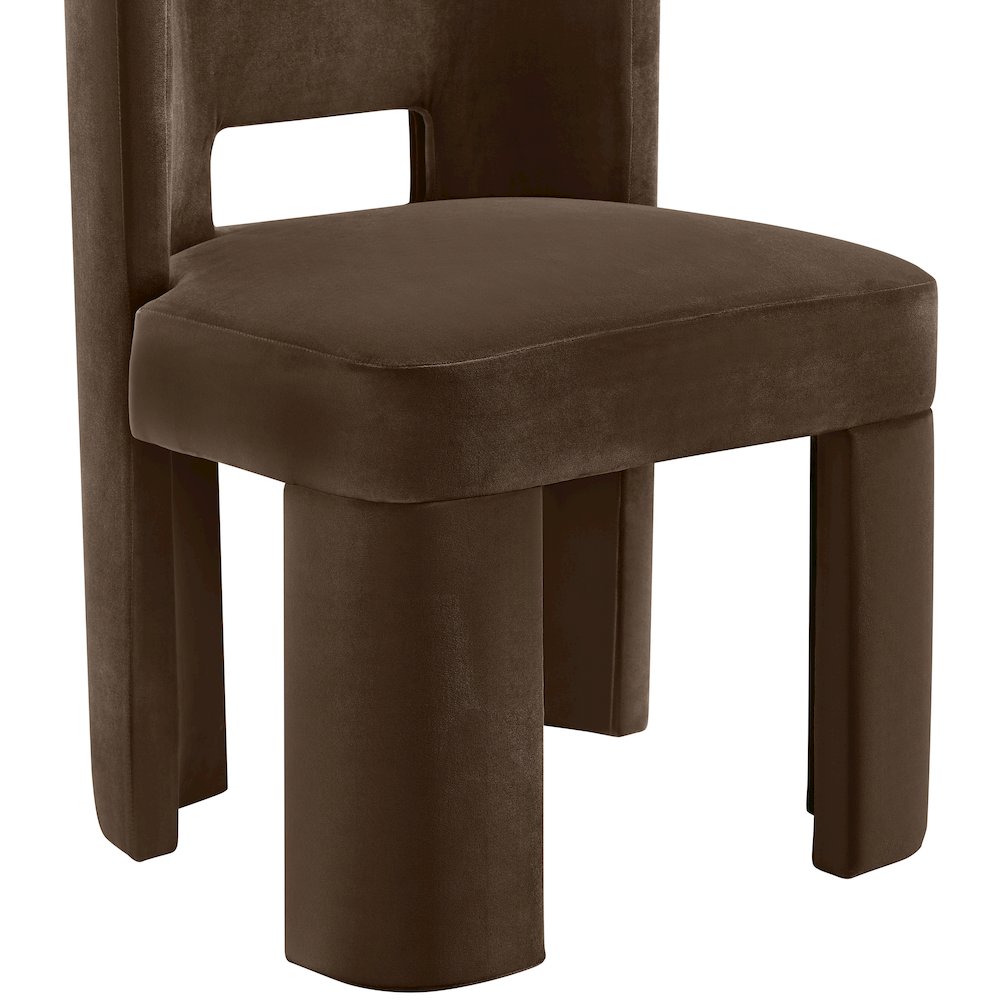 Zuno Brown Velvet Performance Fabric Upholstered Dining Chair. Picture 8