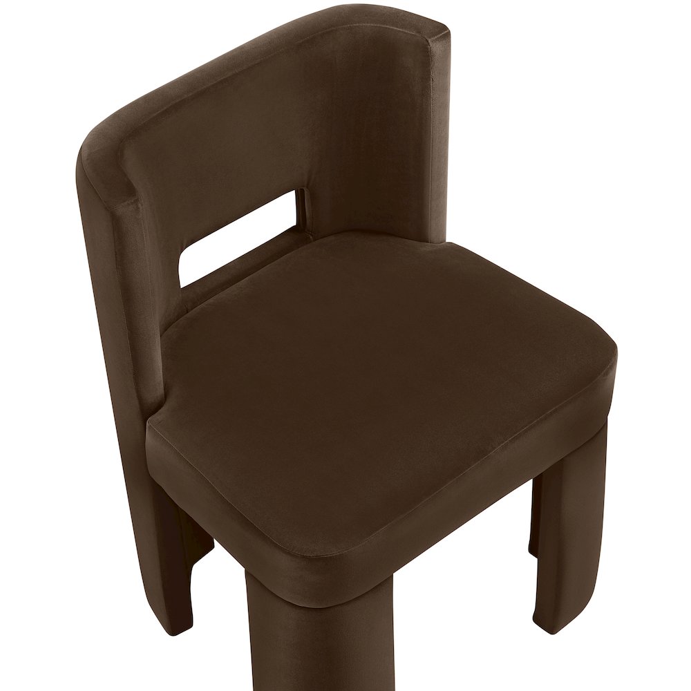 Zuno Brown Velvet Performance Fabric Upholstered Dining Chair. Picture 9
