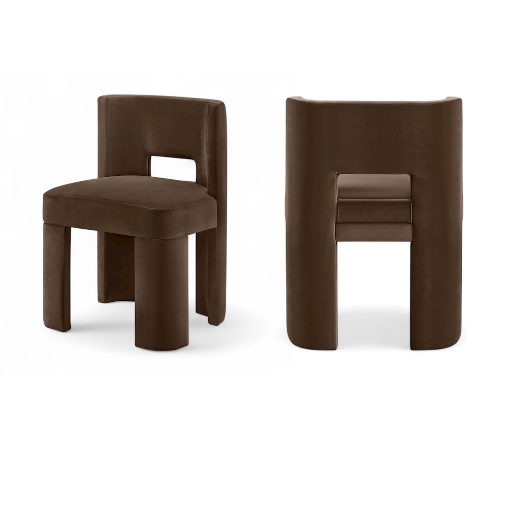 Zuno Brown Velvet Performance Fabric Upholstered Dining Chair. Picture 1