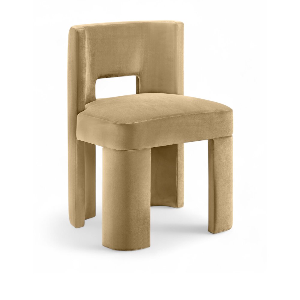 Zuno Camel Velvet Performance Fabric Upholstered Dining Chair. Picture 3