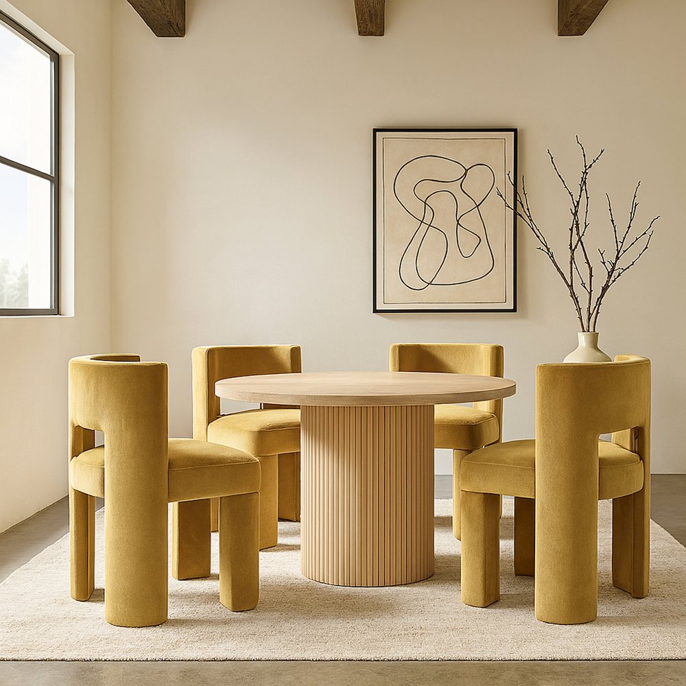 Zuno Camel Velvet Performance Fabric Upholstered Dining Chair. Picture 2