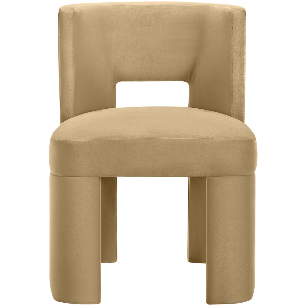Zuno Camel Velvet Performance Fabric Upholstered Dining Chair. Picture 5