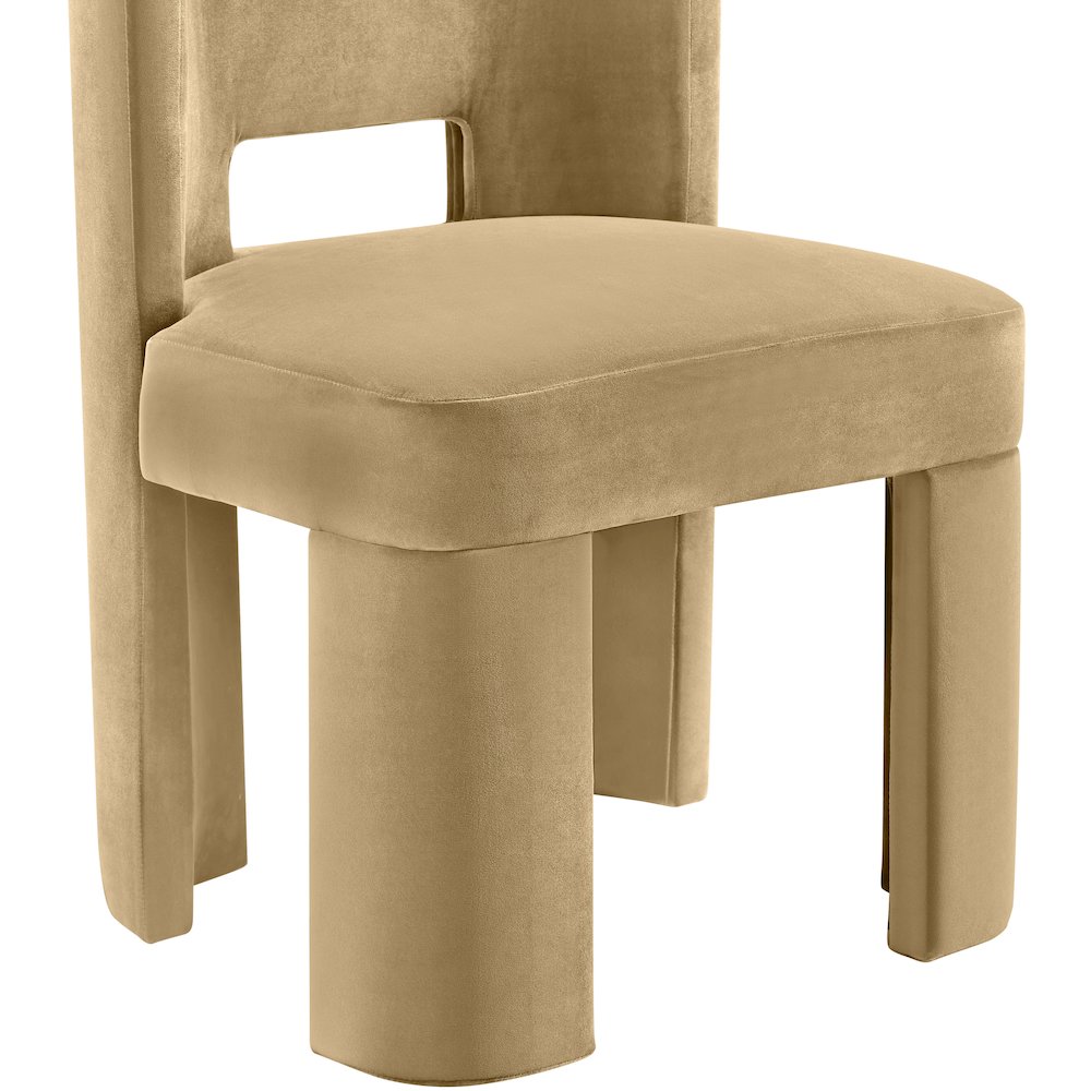 Zuno Camel Velvet Performance Fabric Upholstered Dining Chair. Picture 8