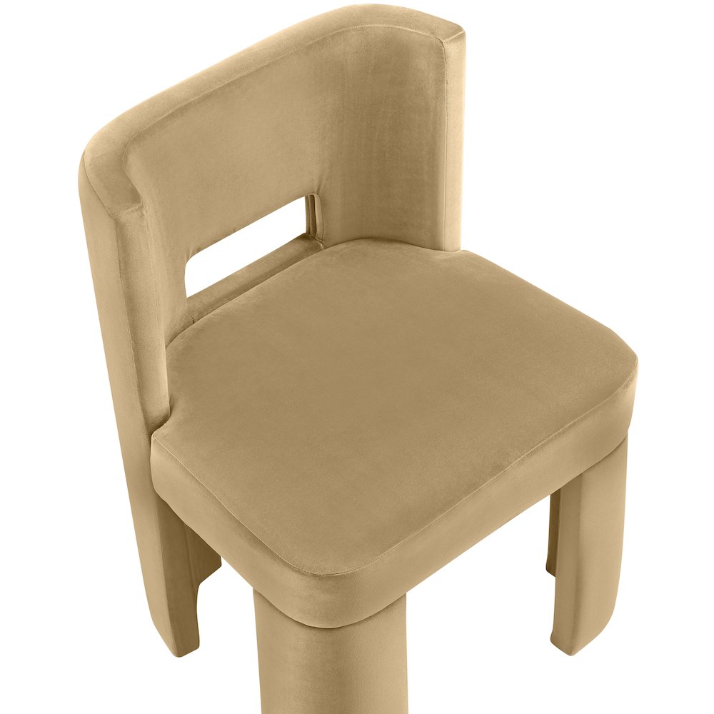 Zuno Camel Velvet Performance Fabric Upholstered Dining Chair. Picture 9