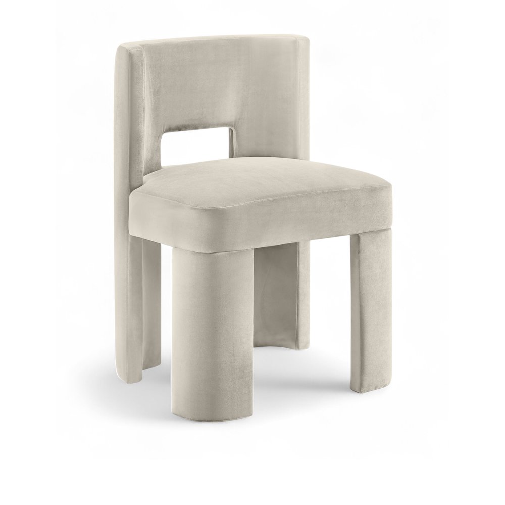 Zuno Cream Velvet Performance Fabric Upholstered Dining Chair. Picture 3