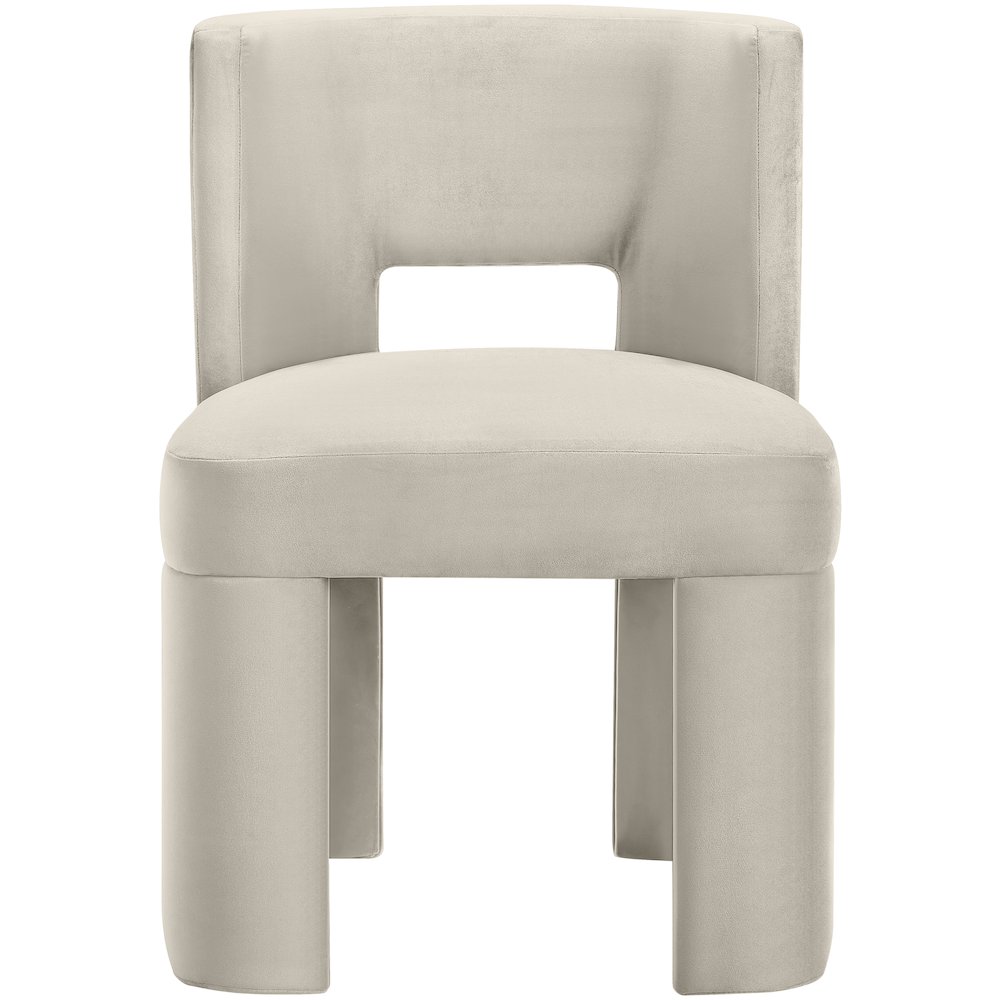 Zuno Cream Velvet Performance Fabric Upholstered Dining Chair. Picture 5