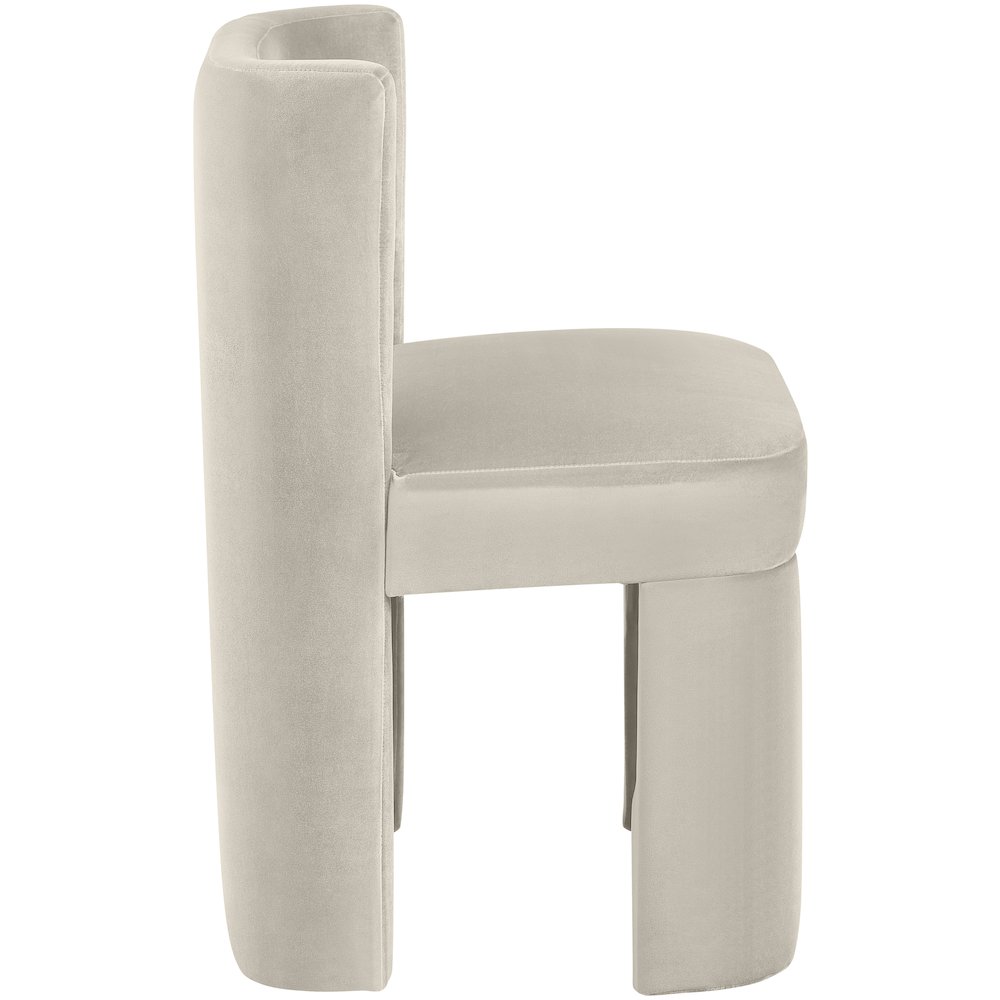 Zuno Cream Velvet Performance Fabric Upholstered Dining Chair. Picture 6