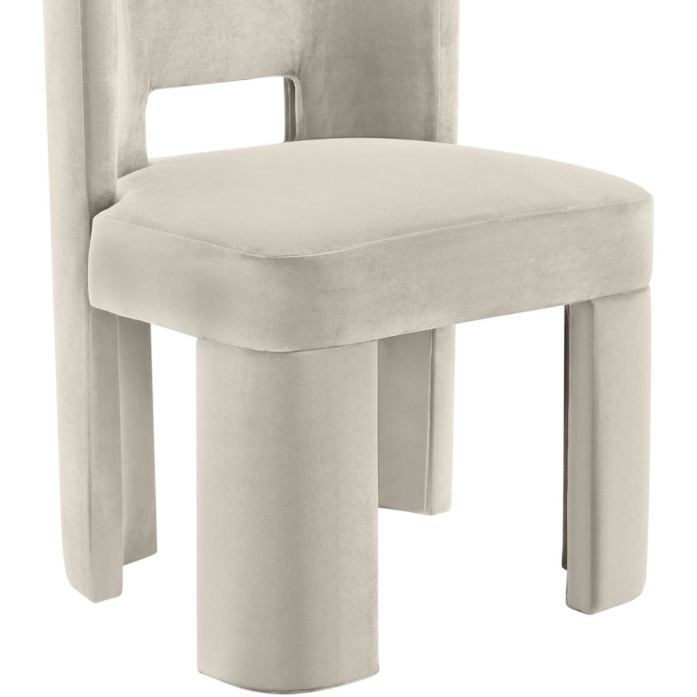 Zuno Cream Velvet Performance Fabric Upholstered Dining Chair. Picture 8