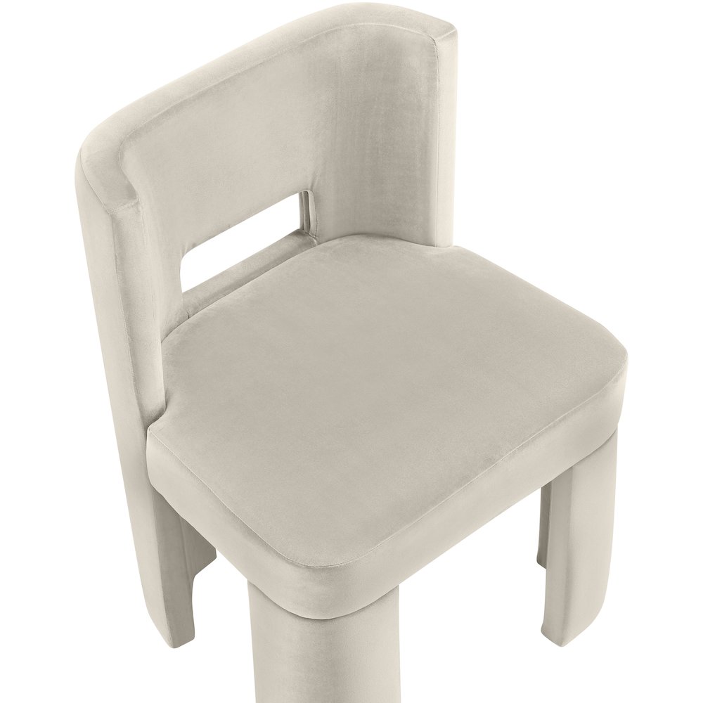 Zuno Cream Velvet Performance Fabric Upholstered Dining Chair. Picture 9