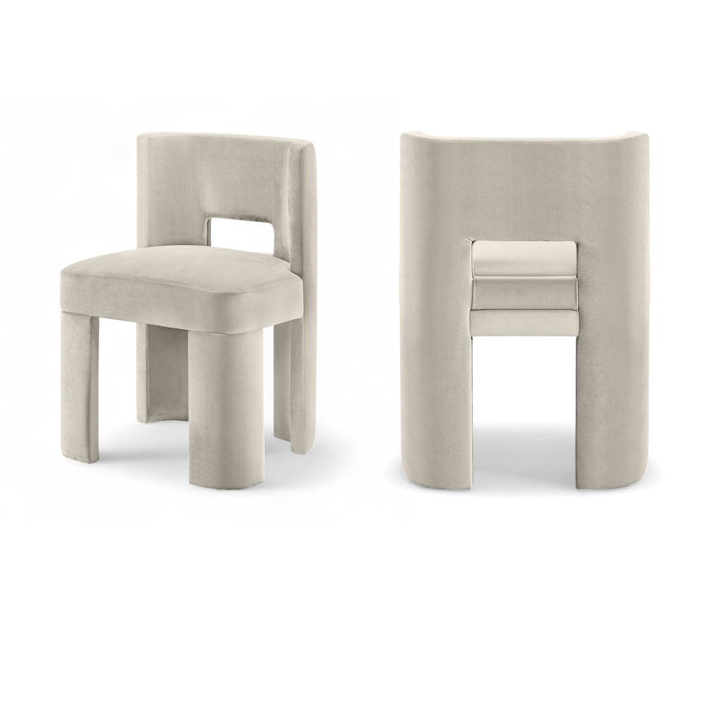 Zuno Cream Velvet Performance Fabric Upholstered Dining Chair. Picture 1