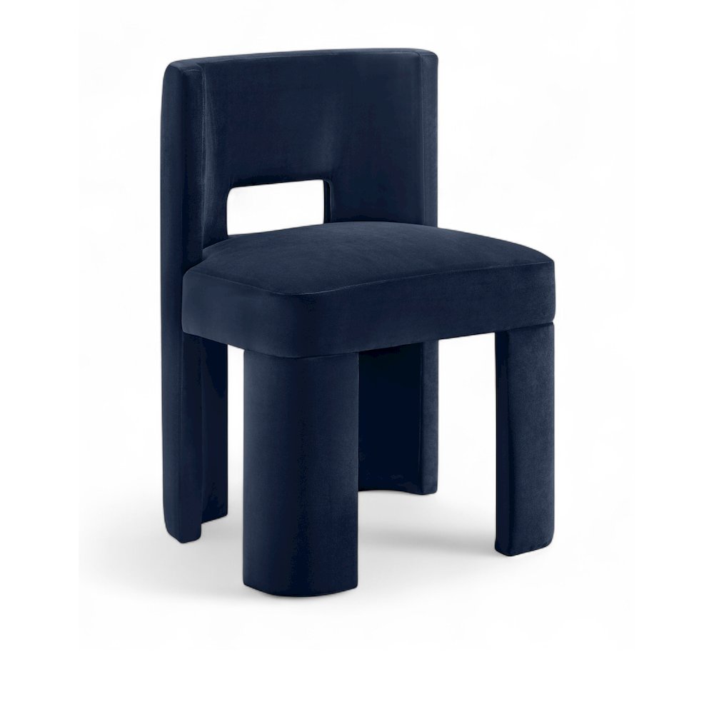 Zuno Navy Velvet Performance Fabric Upholstered Dining Chair. Picture 3