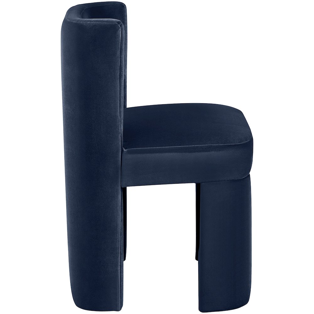 Zuno Navy Velvet Performance Fabric Upholstered Dining Chair. Picture 6