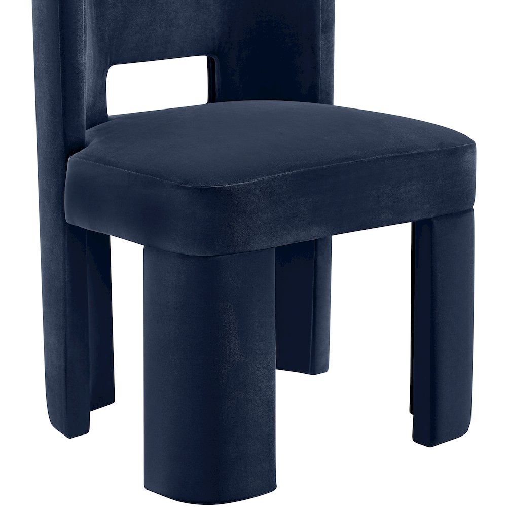 Zuno Navy Velvet Performance Fabric Upholstered Dining Chair. Picture 8
