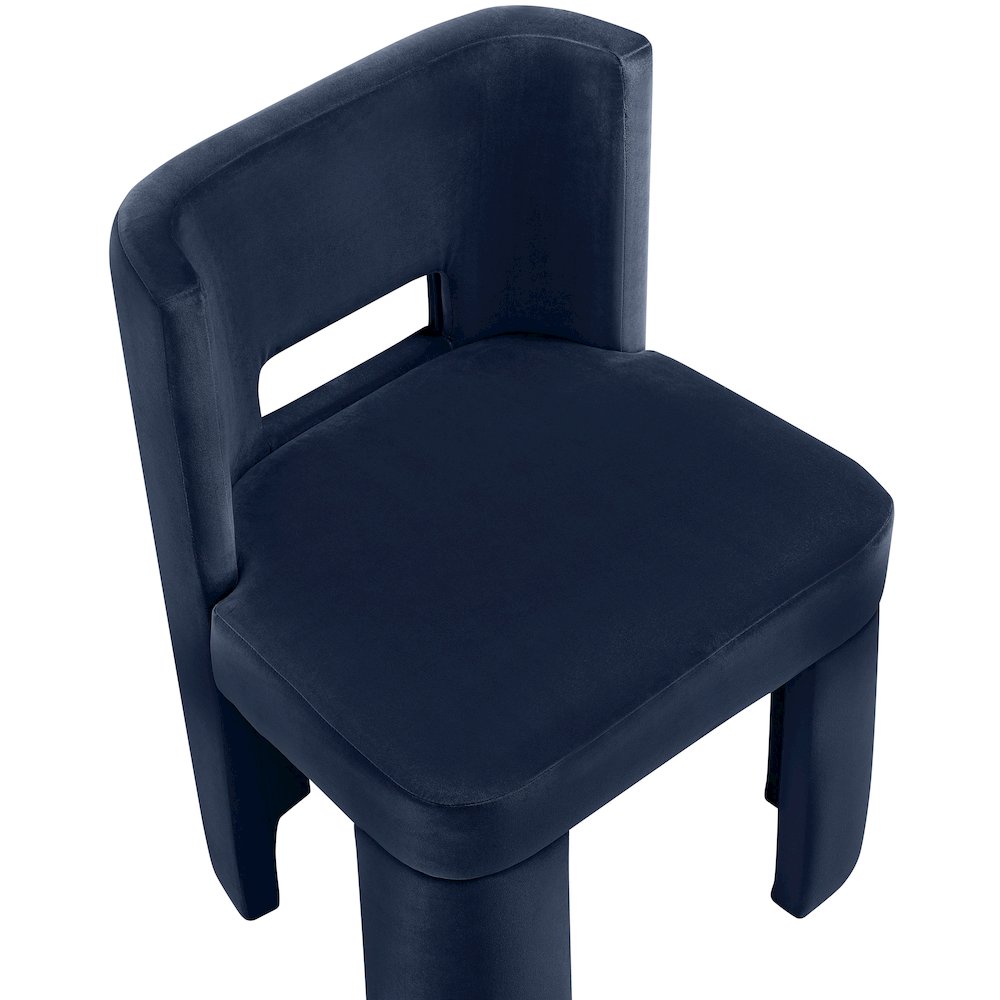 Zuno Navy Velvet Performance Fabric Upholstered Dining Chair. Picture 9