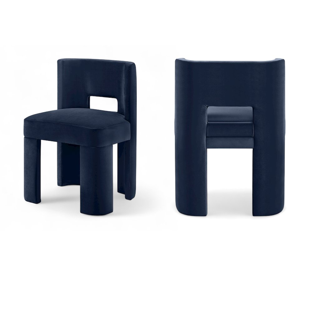 Zuno Navy Velvet Performance Fabric Upholstered Dining Chair. Picture 1