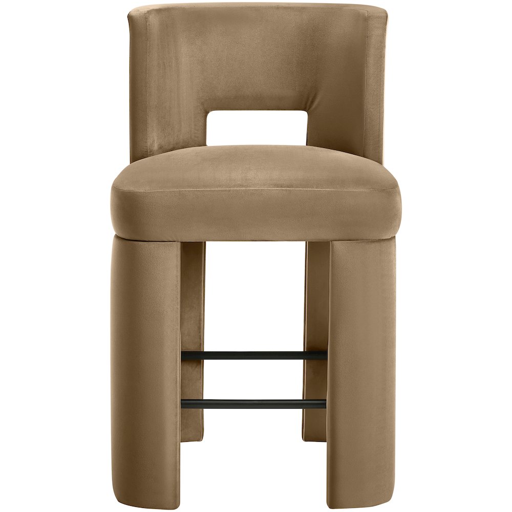 Zuno Beige Velvet Performance Fabric Upholstered Counter Stool. Picture 5
