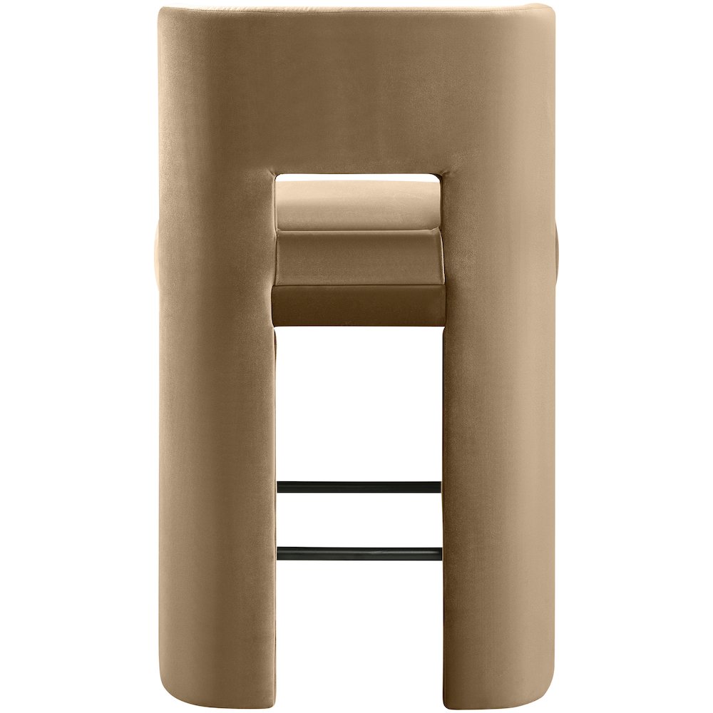 Zuno Beige Velvet Performance Fabric Upholstered Counter Stool. Picture 7