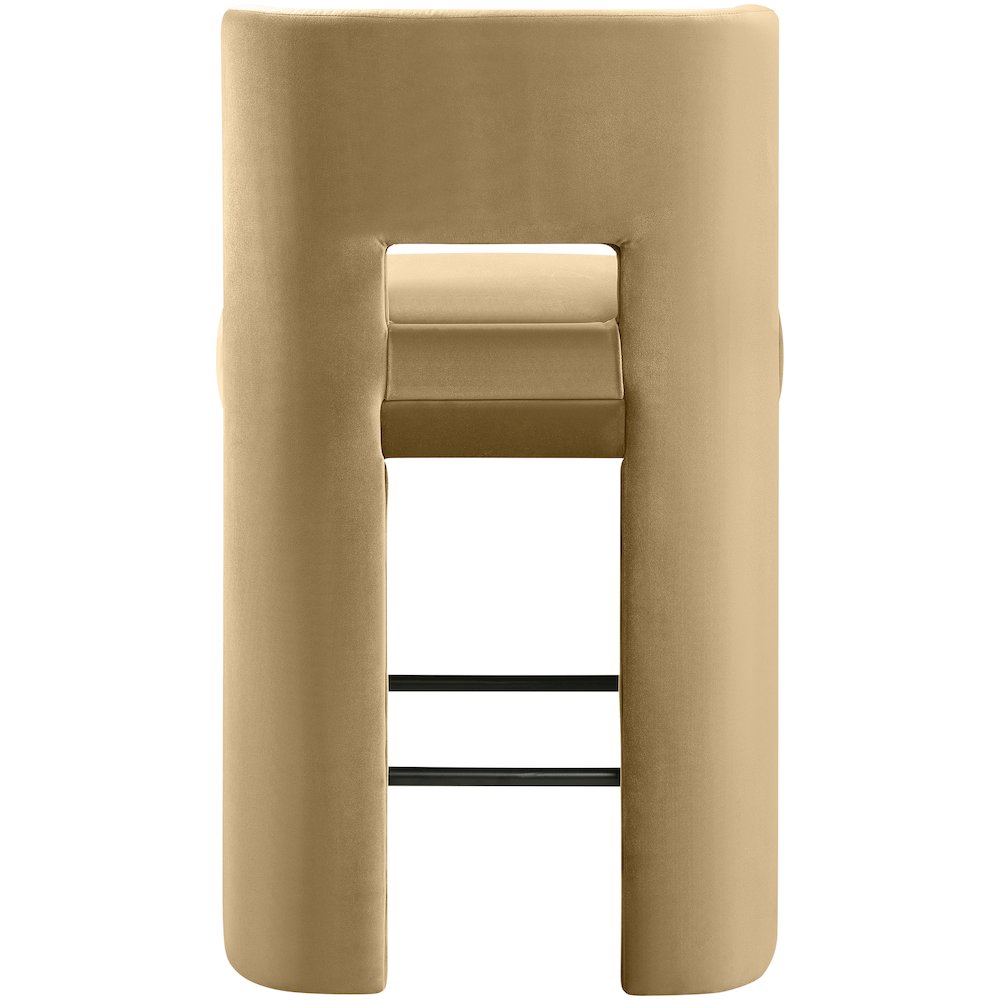 Zuno Camel Velvet Performance Fabric Upholstered Counter Stool. Picture 7
