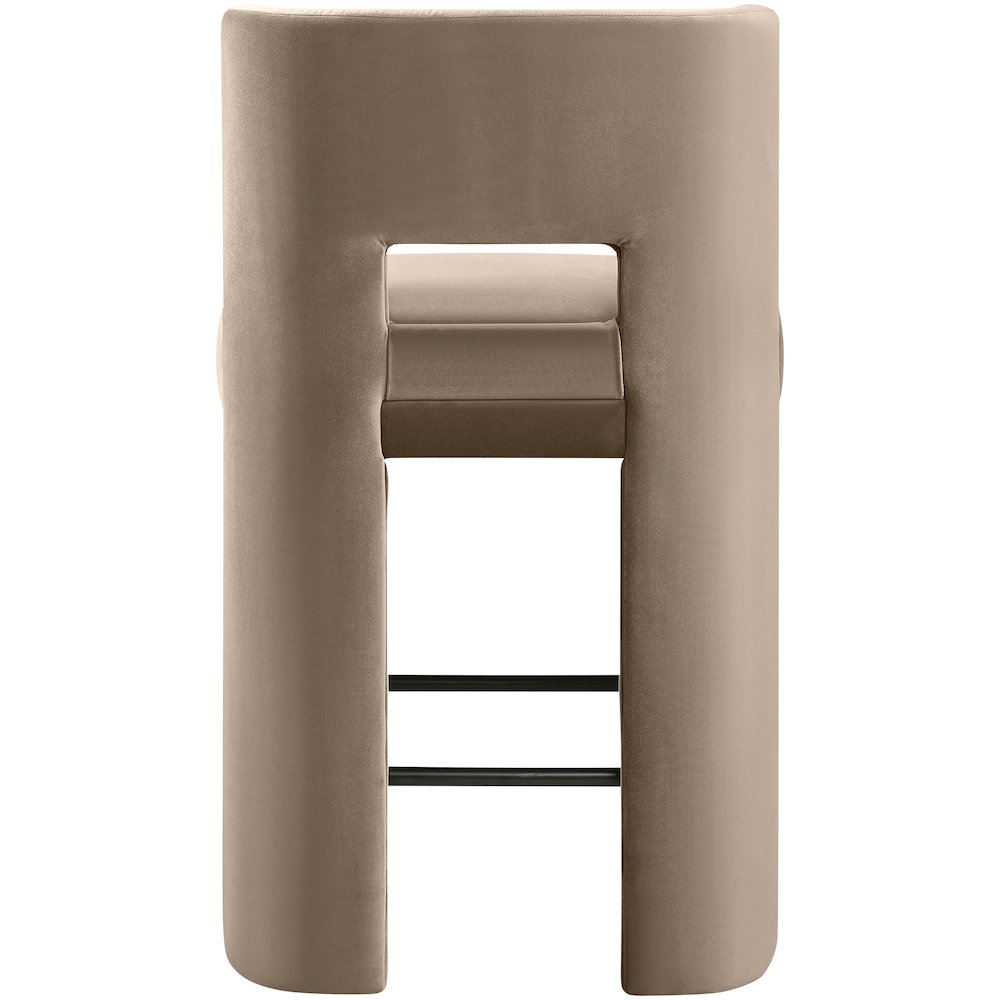 Zuno Taupe Velvet Performance Fabric Upholstered Counter Stool. Picture 6