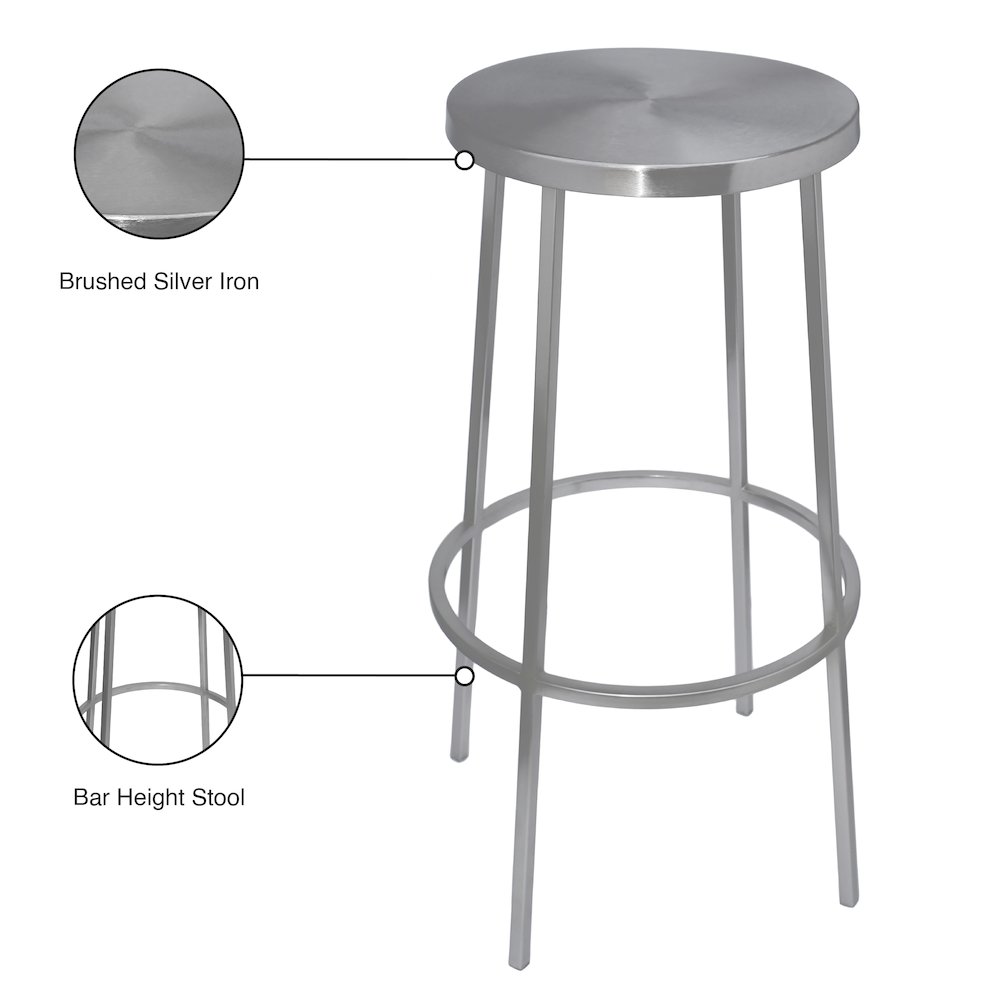 Tyson Silver Iron Bar Stool. Picture 6