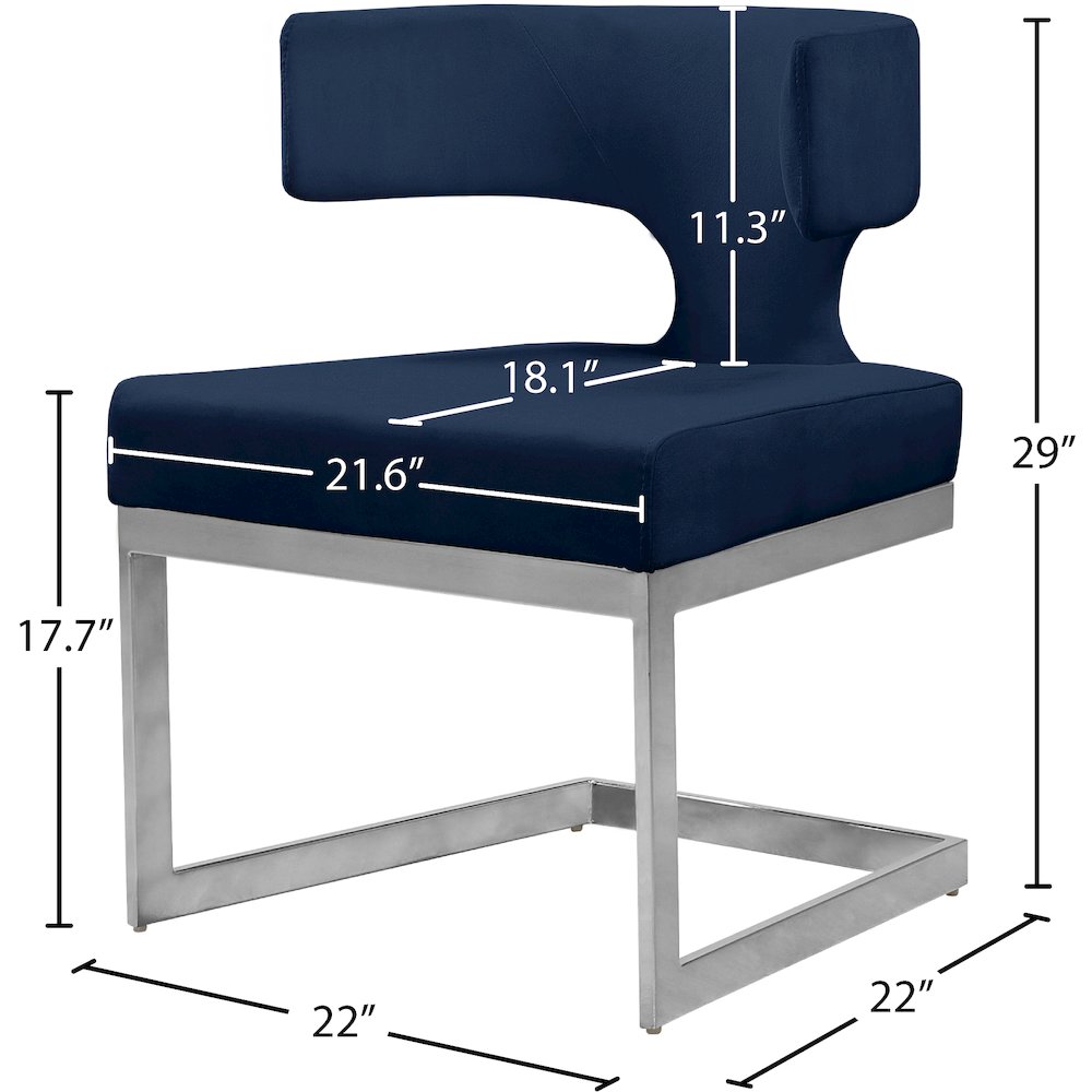 Alexandra Navy Velvet Dining Chair. Picture 6