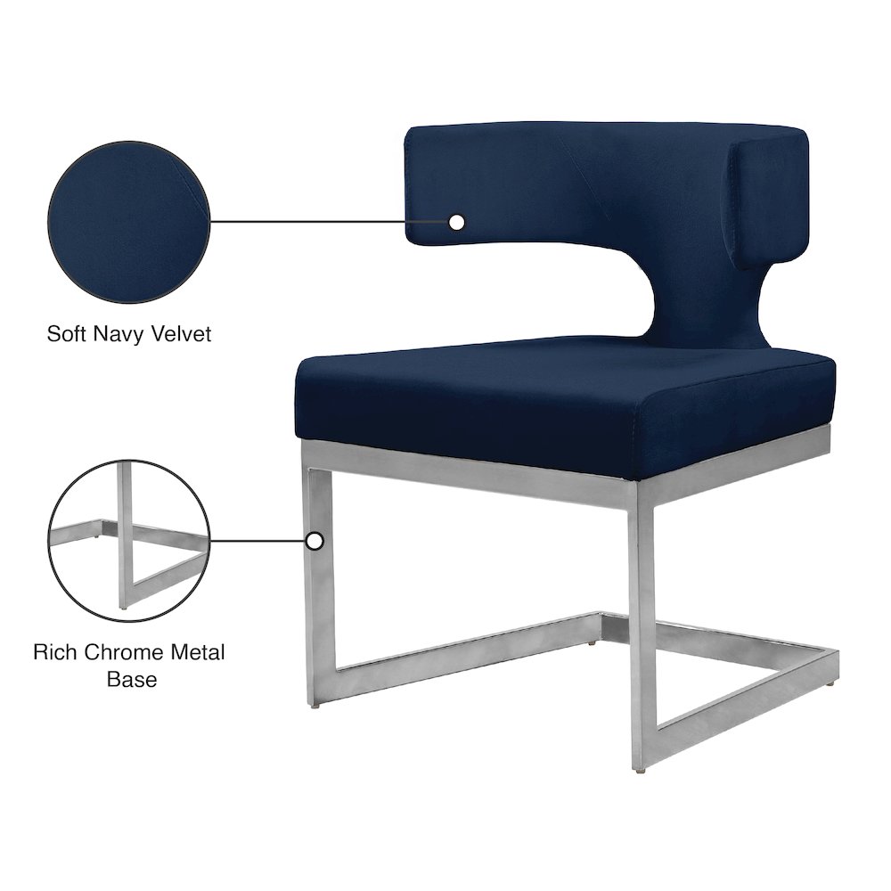 Alexandra Navy Velvet Dining Chair. Picture 7