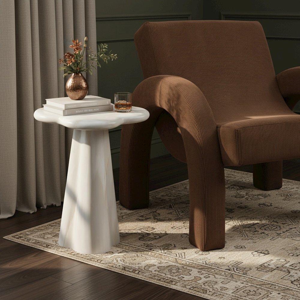 Nola White Concrete Indoor/Outdoor End Table. Picture 2