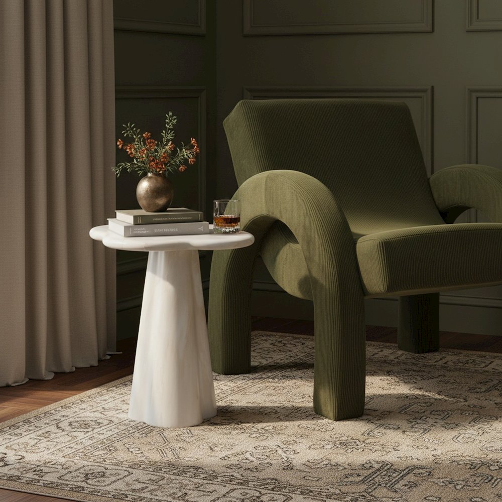 Nola White Concrete Indoor/Outdoor End Table. Picture 2