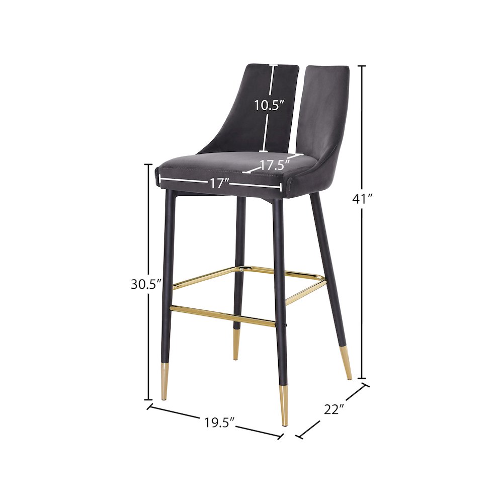Sleek Grey Velvet Stool, Set of 2. Picture 7