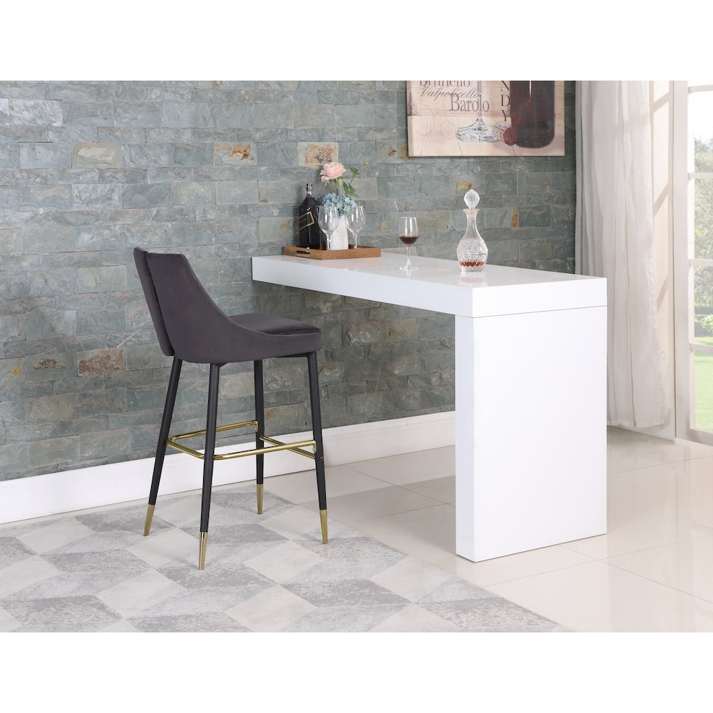 Sleek Grey Velvet Stool, Set of 2. Picture 2