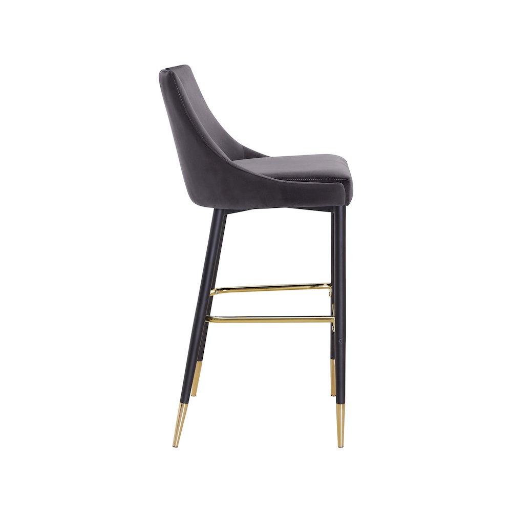 Sleek Grey Velvet Stool, Set of 2. Picture 4