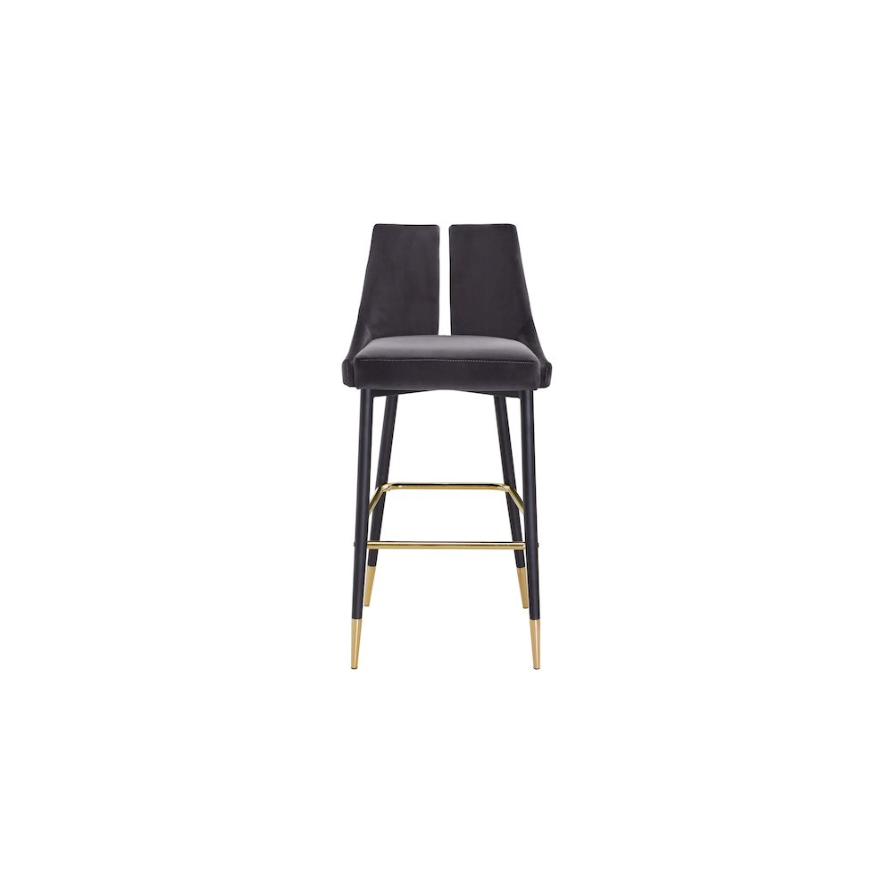 Sleek Grey Velvet Stool, Set of 2. Picture 5