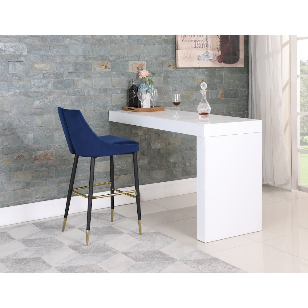 Sleek Navy Velvet Stool, Set of 2. Picture 2