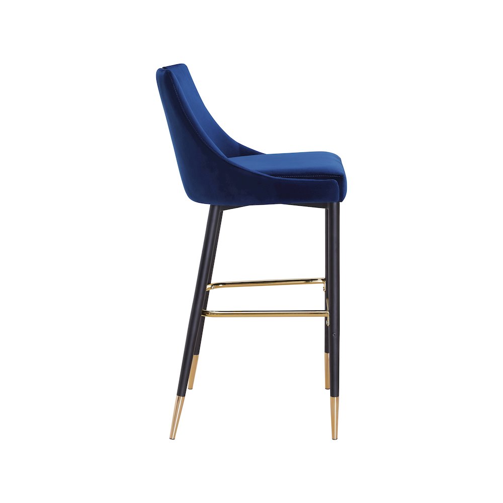 Sleek Navy Velvet Stool, Set of 2. Picture 4