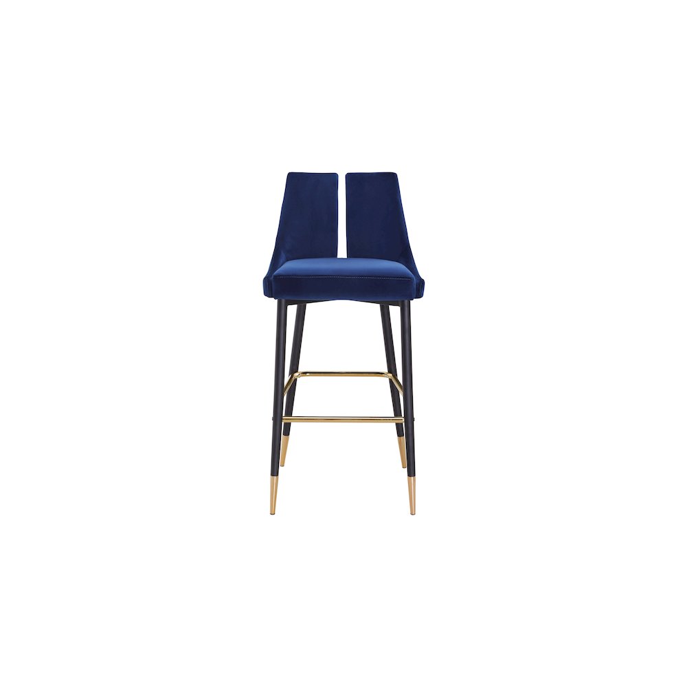Sleek Navy Velvet Stool, Set of 2. Picture 5