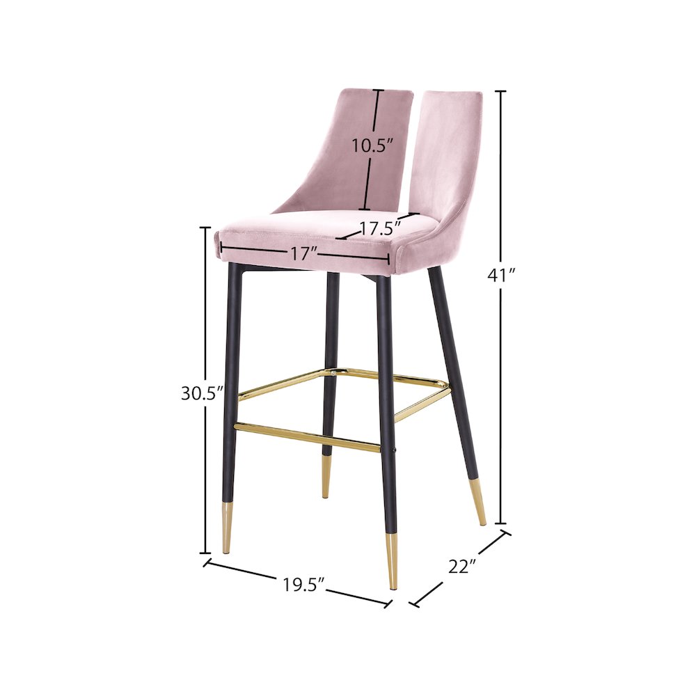 Sleek Pink Velvet Stool, Set of 2. Picture 7