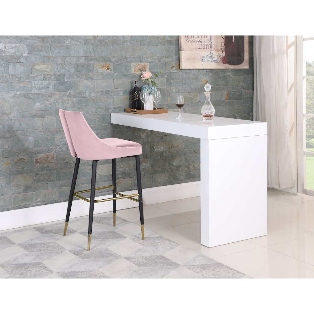 Sleek Pink Velvet Stool, Set of 2. Picture 2