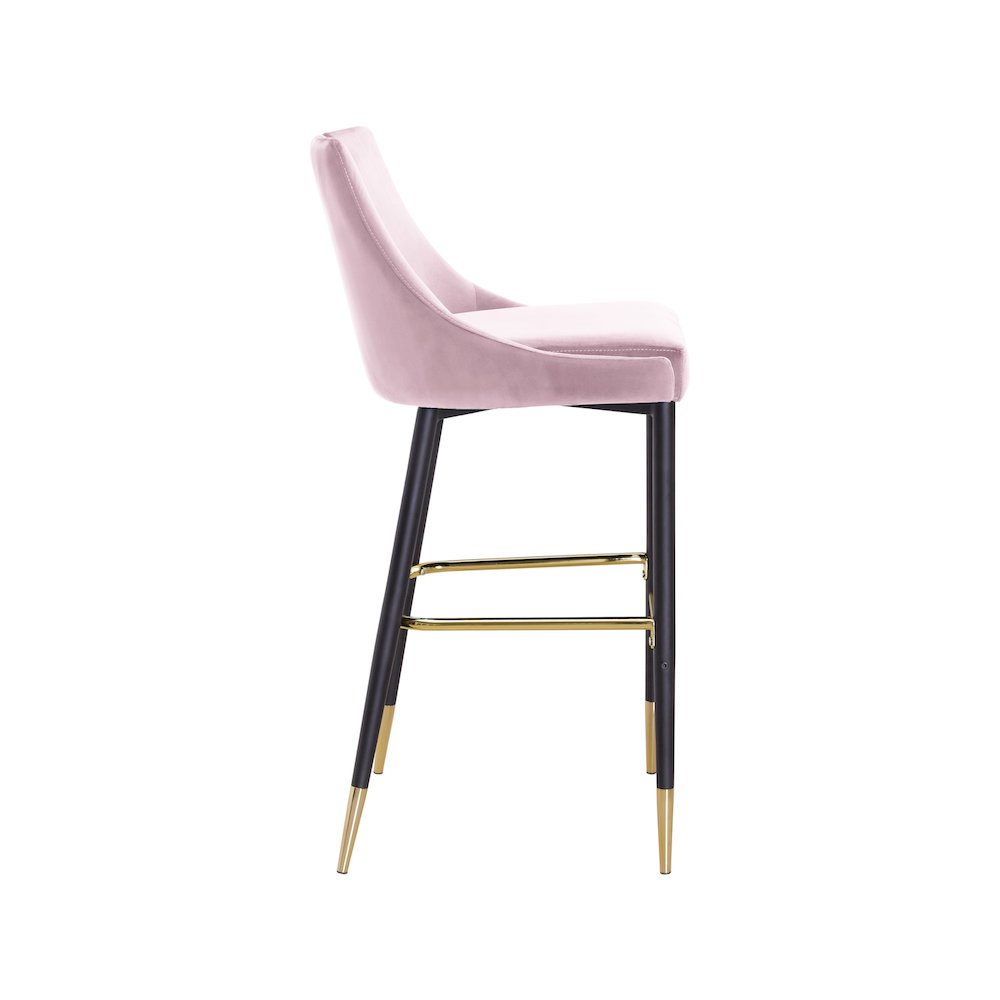 Sleek Pink Velvet Stool, Set of 2. Picture 4
