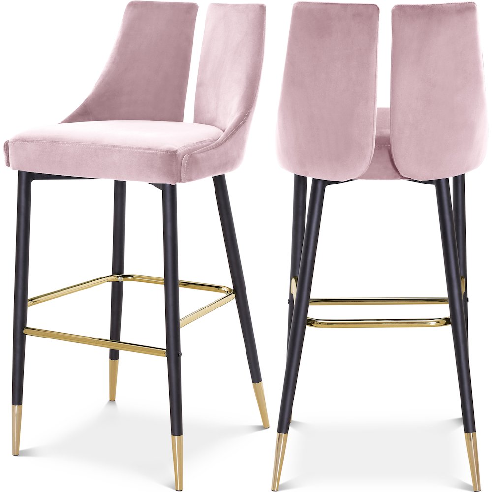 Sleek Pink Velvet Stool, Set of 2. Picture 1