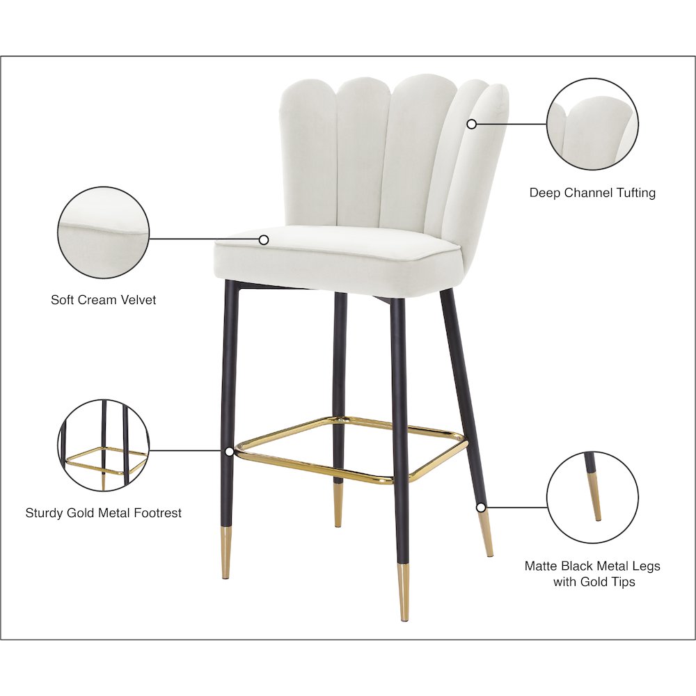 Lily Cream Velvet Stool, Set of 2. Picture 8