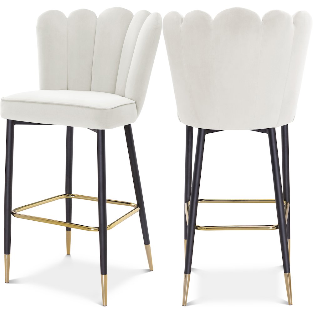 Lily Cream Velvet Stool, Set of 2. Picture 1