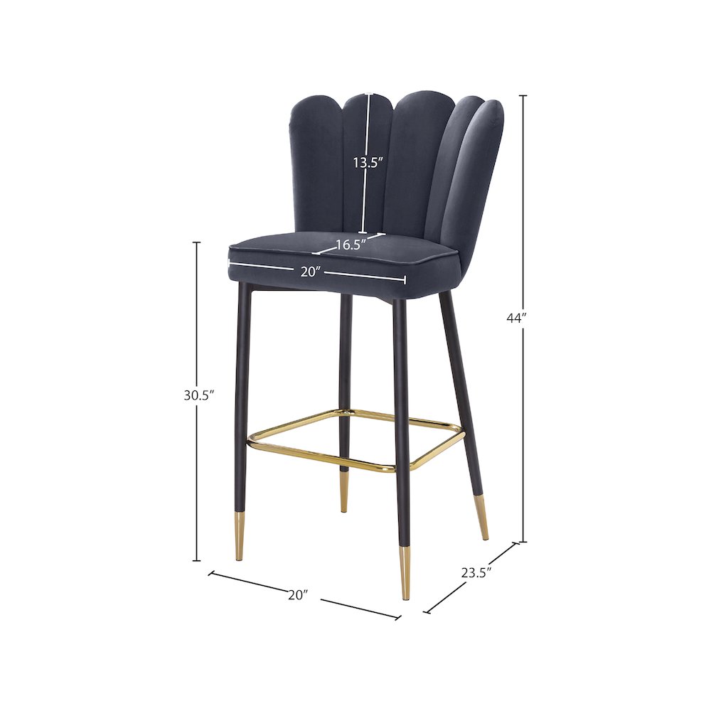 Lily Grey Velvet Stool, Set of 2. Picture 7