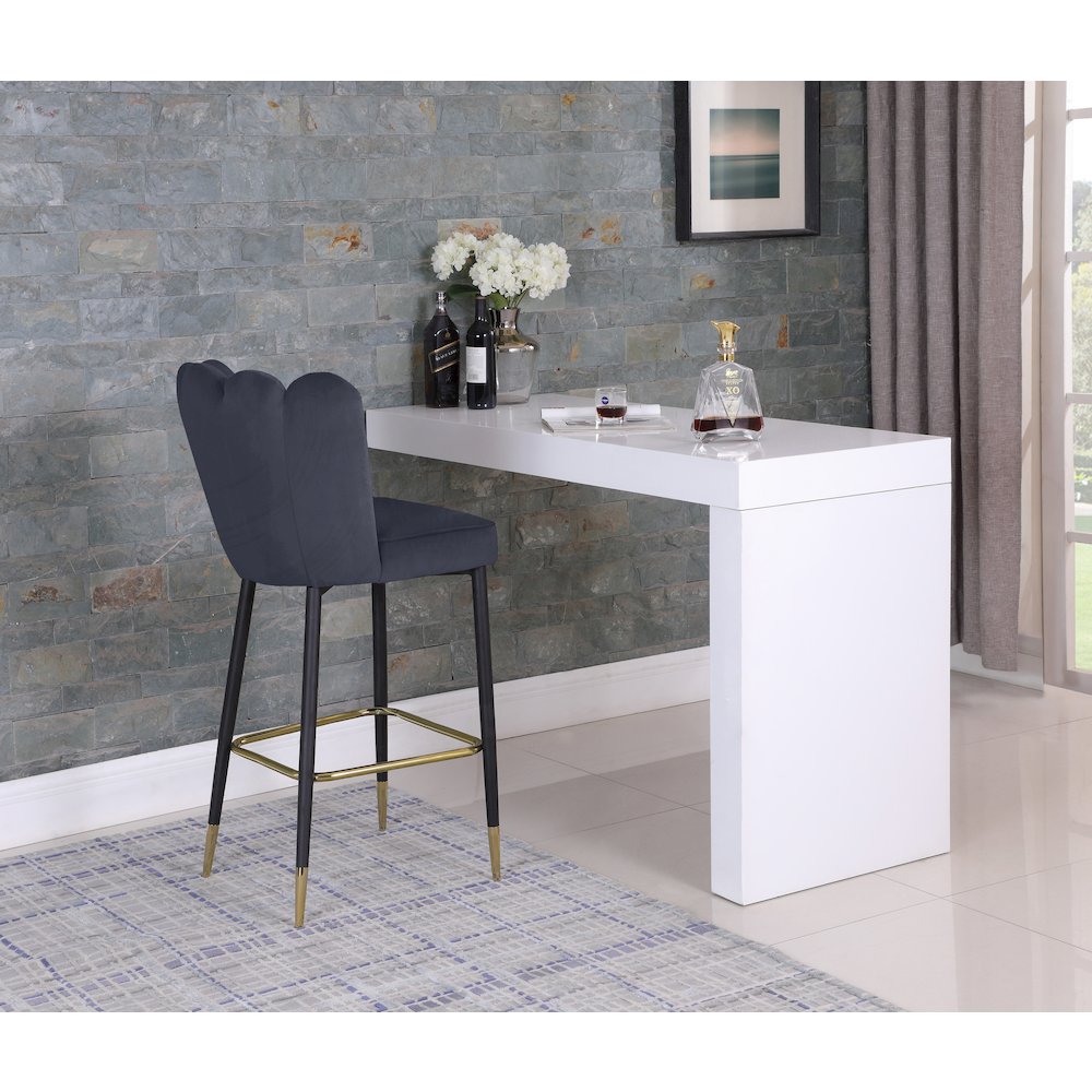 Lily Grey Velvet Stool, Set of 2. Picture 2