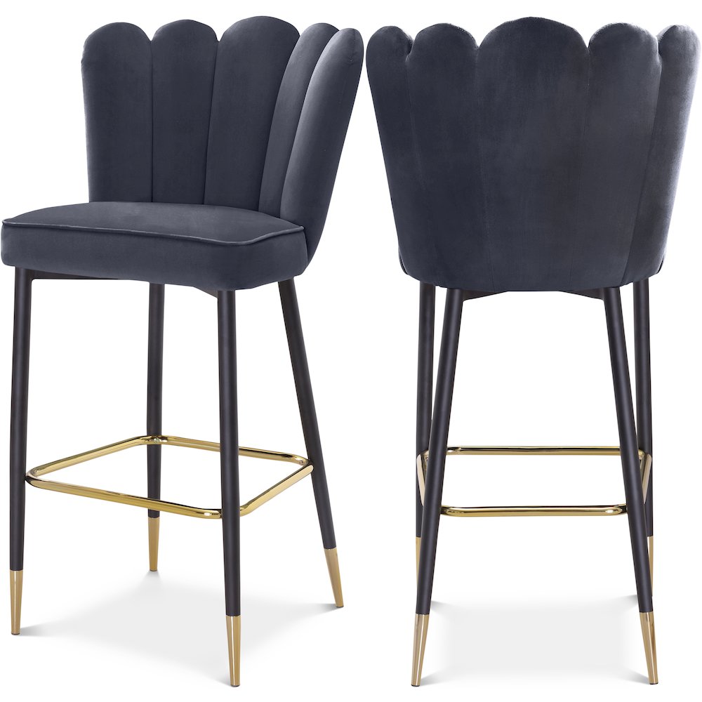 Lily Grey Velvet Stool, Set of 2. Picture 1